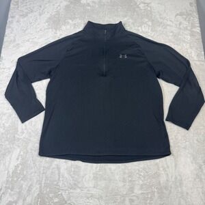 Under Armour Mens XXL Black Long Sleeve HeatGear Loose Fit 1/4 Zip Pullover Top